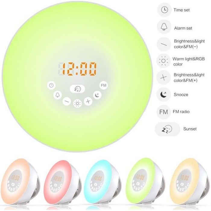 Lumière de réveil Lampe d'ambiance lever du soleil la simulation réveil