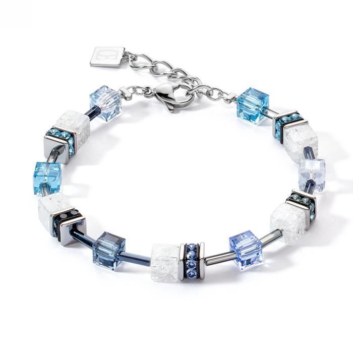 Bracelet C ur de lion Bracelet Coeur de Lion Geocube Iconic Nature bleu blanc Couleur de la matiere Blanc Taille Longueur 18