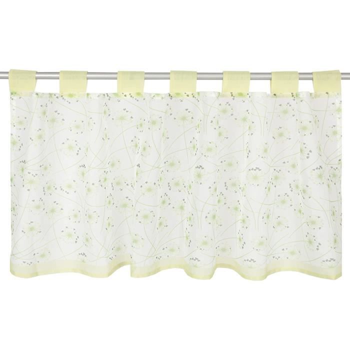 Rideau Brise Bise Voilage Blanc Cuisine Transparent à Passants Brun,H60