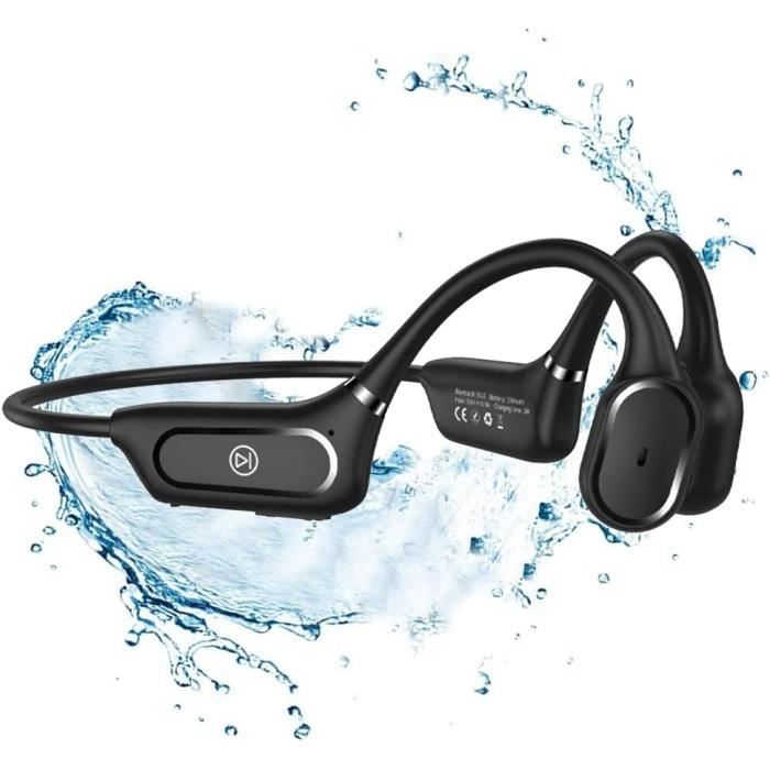 Casque Conduction Osseuse IP68 Natation – Bluetooth 5.0 + MP3 8Go Intégré, Étanche Immersion, Pour Natation, Course, Vélo, Conduite