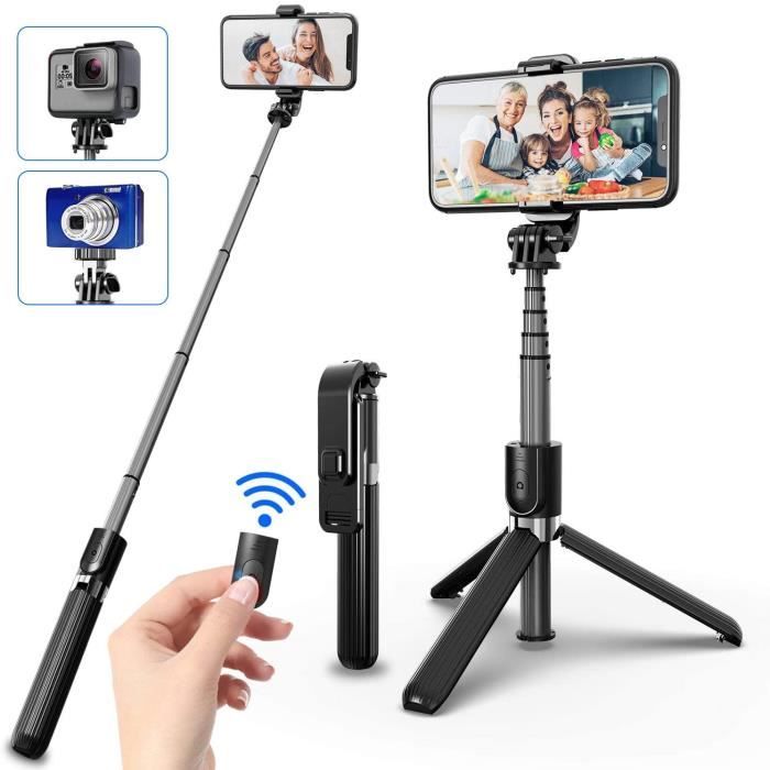 Perche Selfie Gritin 3-en-1 Bluetooth - Bâton, Monopode, Trépied - Noir (occasion)
