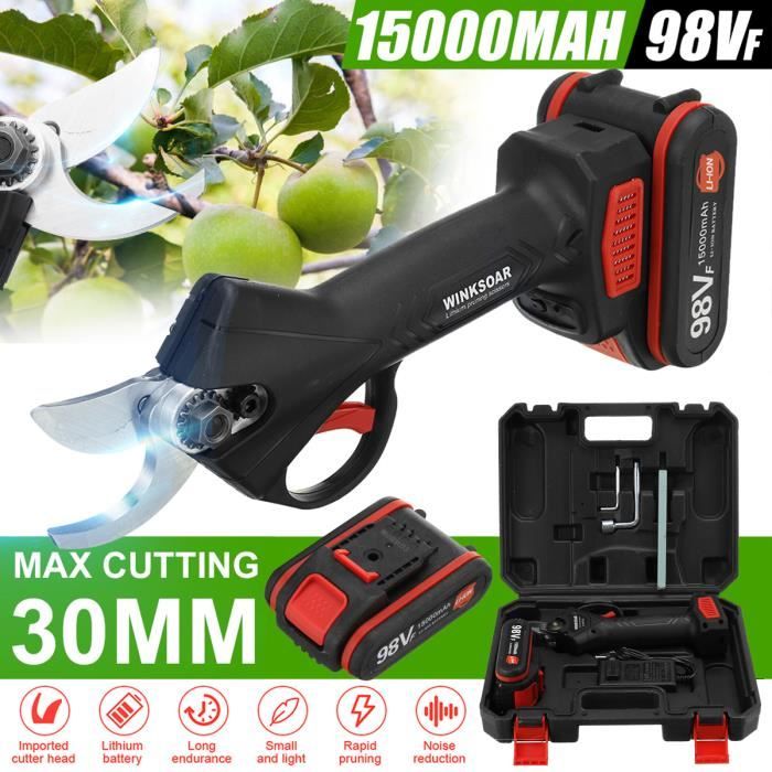 Sécateur électrique Sans Fil Venteo - Coupe-branches Puissant - Batterie Rechargeable - Pour Vignes, Arbres Fruitiers, Haies - 1