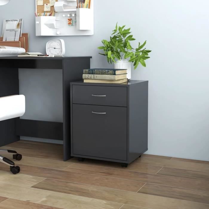 Armoire à Roulettes Bois Chêne Sonoma 45x38x54 Cm - Support Imprimante Avec Tiroir Et Porte