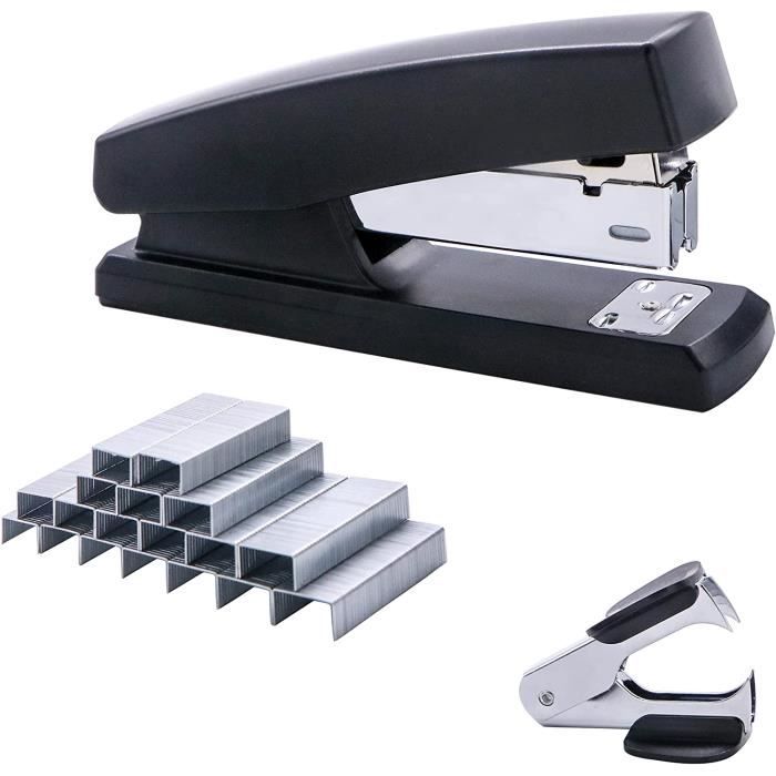 Lot De 6 Agrafeuses Bureau + 3000 Agrafes 24/6 - Capacité 20 Feuilles - Noir