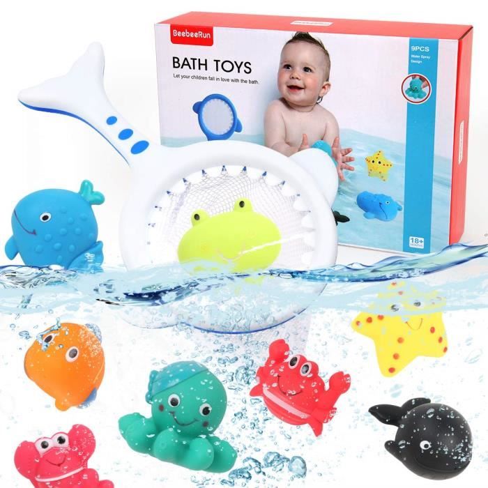 Beebeerun 9 Pieces Jeu De Peche Jouet De Bain Marine Animal Series Avec Filet De Peche Jouet Flottant Jeu De La Baignoire Pour En Cdiscount Puericulture Eveil Bebe