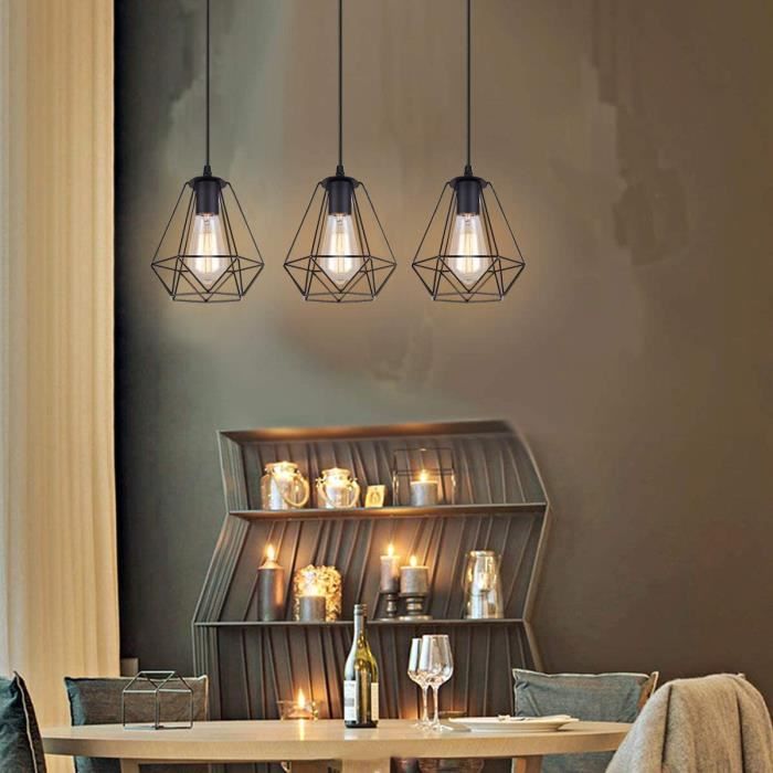 Lampe De Plafonnier Industrielle Rétro Lustre Luminaire 6 Douille Noir Suspension Araignée Fils De 2m Longueur Ajustable - Maison