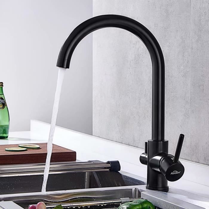 Auralum Robinet Cuisine Noir 3 Voies Osmoseur Mitigeur Evier Bec Haut 360 Filtre A Eau Robinetterie Laiton Chromee Pour Eau Potable Achat Vente Robinetterie De Cuisine Auralum Robinet Cuisine Pur Cdiscount
