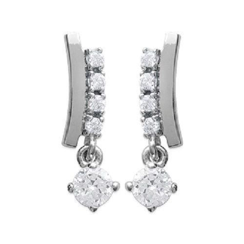 Boucles D'oreilles Argent Massif Pendantes Avec Zirconiums – Bijoux Femme (Occasion)