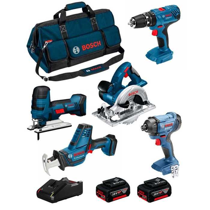 BOSCH Kit 18V BK502BAG GSA 18 V LI C + GST 18 V LI + GKS 18 V LI + GSB 18V 21 + GDR 18V 160 + 2 x 5 0 Ah + GAL18V 40 + Sac