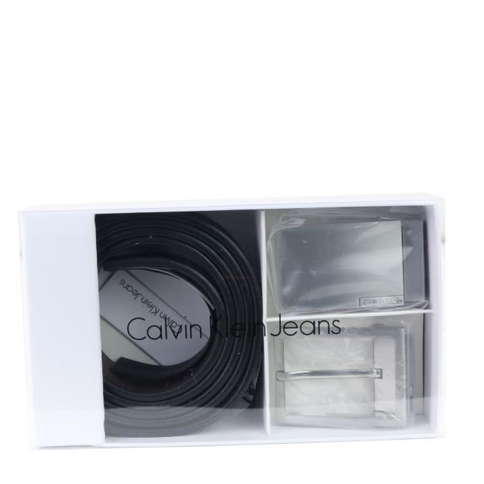 Calvin Klein Coffret Ceinture En Cuir Et 2 Boucles Metalliques Noir 110cm Noir Cdiscount Pret A Porter