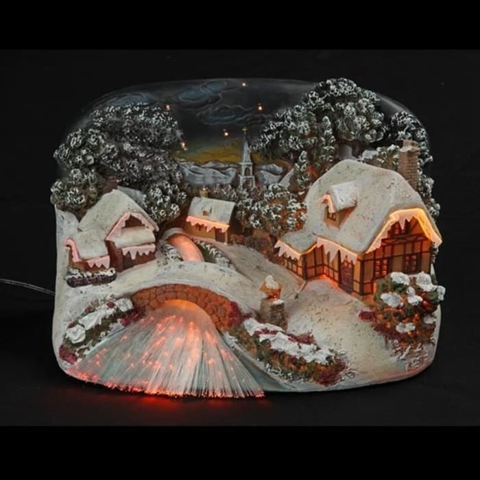 Village de Noël fibre optique 17 cm marron Cdiscount Maison