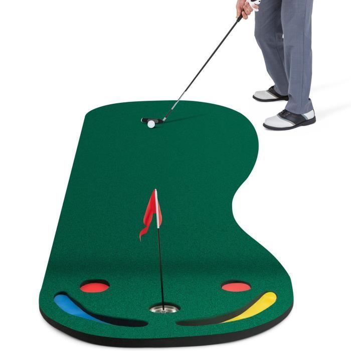 Tapis De Putting Golf Avec Miroir Et Tasse - Longueur 8.25 Pieds - Vert - Intérieur/Extérieur - Neuf