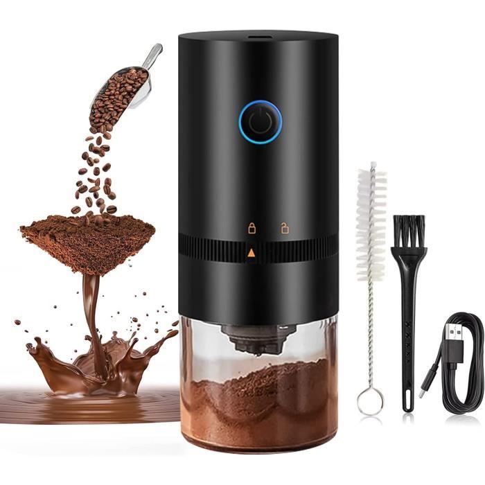 Moulin à Café Électrique Réglable - Portable, Rechargeable Et Silencieux - Pour Grains De Café Et Épices - Livré Avec Brosse