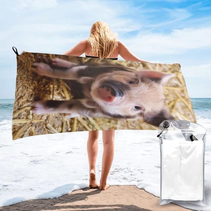 Serviette De Plage Microfibre Cochon Mignon - Grande Serviette Légère Et Absorbante Pour Voyage Et Sport