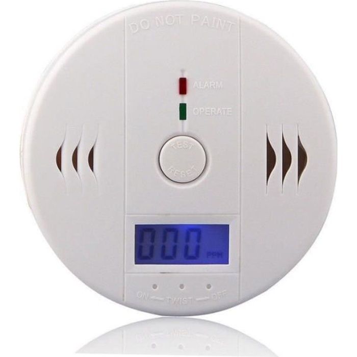 Détecteur de monoxyde de carbone - FANCY HOME - LCD CO - Alimentation sans fil - Sensibilité 50ppm - Blanc