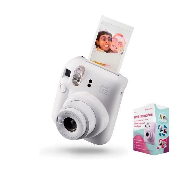 Kit meilleurs souvenirs Appareil photo instantané FUJIFILM Instax Mini 12 couleur Clay White, photos lumineuses avec exposition