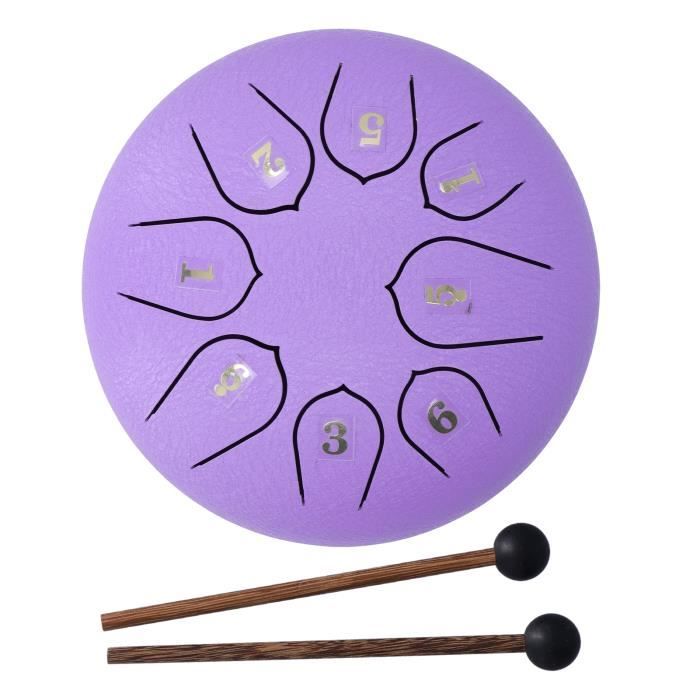 Fydun Tambour à main Tambour de langue 6in 8 tons avec maillets livre de musique Instruments de percussion musicale pour le