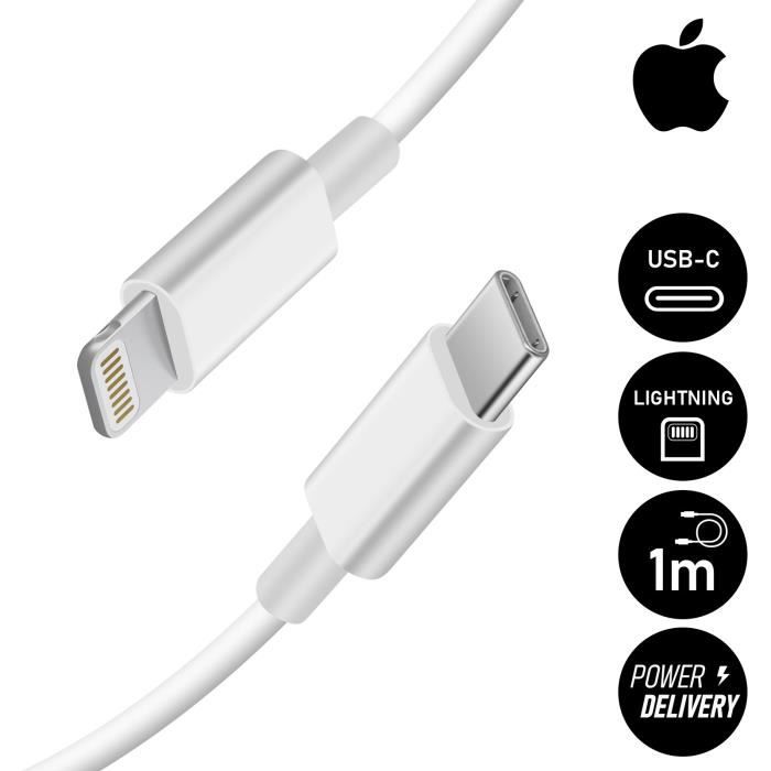 Câble USB C vers Lightning 1M, Câble USB C Lightning Charge Rapide Power Delivery pour iPhone 12/11/11 Pro/XS/XR/X/8, iPad