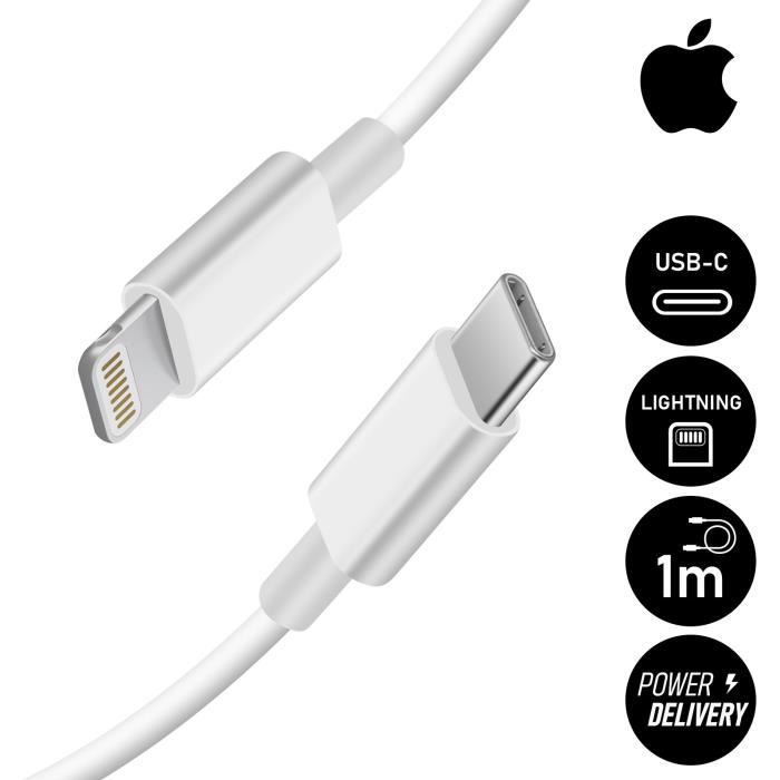 Lot De 3 Câbles USB-C Vers Lightning Certifiés MFi - Charge Rapide 3A - Nylon Renforcé - Compatible IPhone/iPad