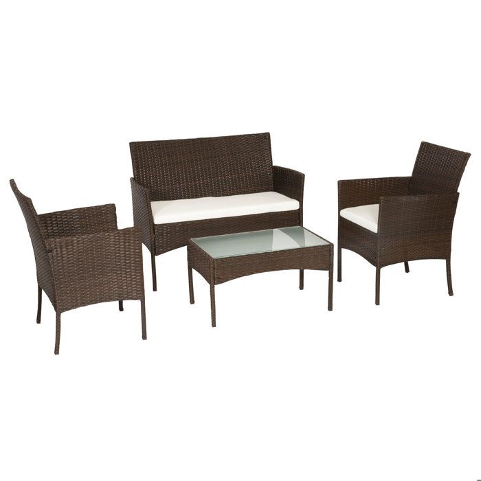 Salon De Jardin Cordoue En Resine Tressee Marron 4 Places Coussins Creme Achat Vente Ensemble Table Et Chaise De Jardin Salon De Jardin Resine Tressee Cdiscount