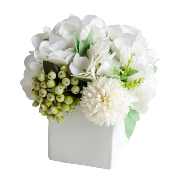 Soie artificielle arrangement de fleurs lilas/blanc lumières en forme de cœur vase