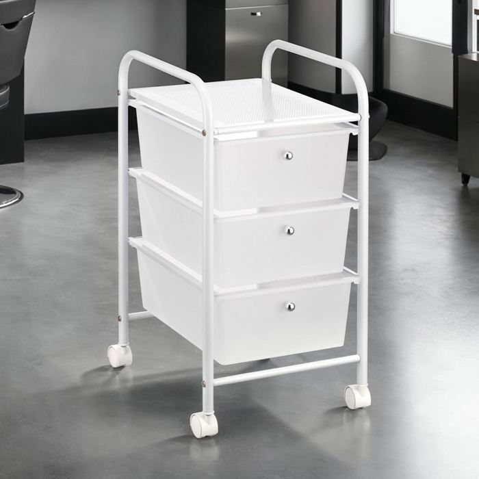 Caisson Rangement GINA Avec 5 Tiroirs & Étagère - Chariot Roulettes Pour Salle De Bain, Cuisine Ou Bureau | Noir Et Chromé