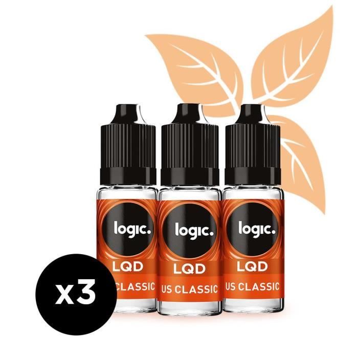 Logic LQD Goût US Classic 6 mg 3 bouteilles d'eliquide
