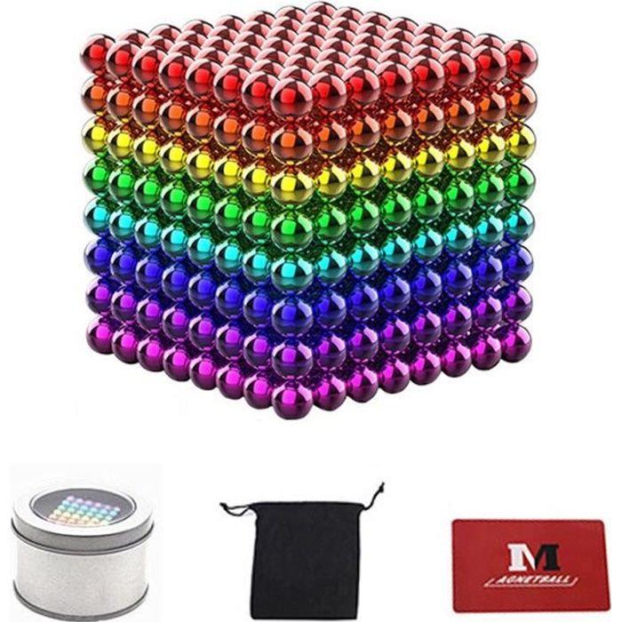 Cube Magnétiques - MARSEE - 512 Billes 5mm - 8 couleurs - Aimants