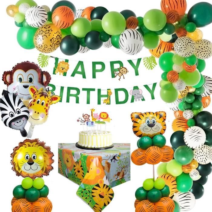 Mmtx Jungle Decoration Anniversaire Garcon Safari Deco Anniversaire Banniere Joyeux Anniversaire Animaux Safari Jungle Ballons Pour Cdiscount Maison