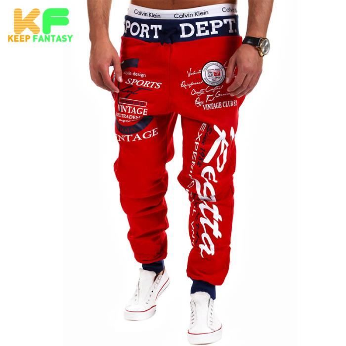 Pantalon Jogging Baggy Soccer pour Homme en Rouge/blanc