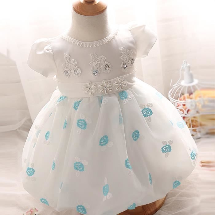 Filles De Fleur Partie Robe De Fille De Bebe Dentelle Vetements D Anniversaire Bleu Achat Vente Robe Cdiscount