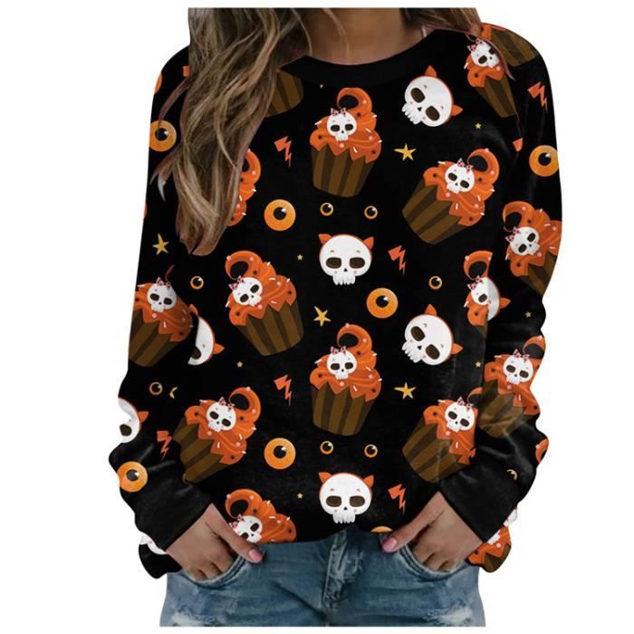 Sweatshirt Femme Halloween Sweat Femme Sans Capuche Pull Avec Graphique