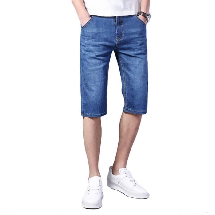 Bermuda homme de Marque en jean coupe slim loisir Pantacourt homme