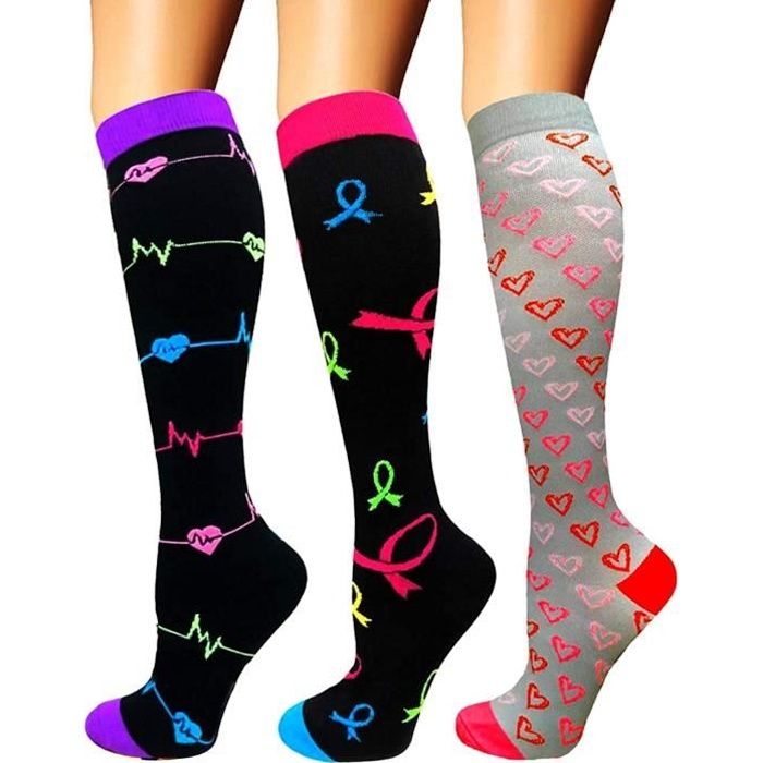 Chaussettes de Compression Bas de Contention Homme Bas de Contention Femme Sportive Cyclisme Voyage en Avion Athlétique Course à