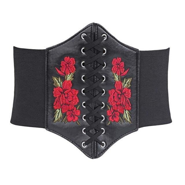 Corset à Lacets Femme Corset Ceinture Lacets Hanerdu - Ceinture Élastique Cuir PU Pour Femme Style Rétro Corset Sous Poitrine Style Vintage