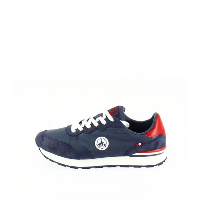 Basket Jott RUNNING Ref. 5942RUN 104. Couleur Bleu marine Blanc Rouge. Details. Tige en nylon et en cuir suede. Logo Jott Cdiscount Sport