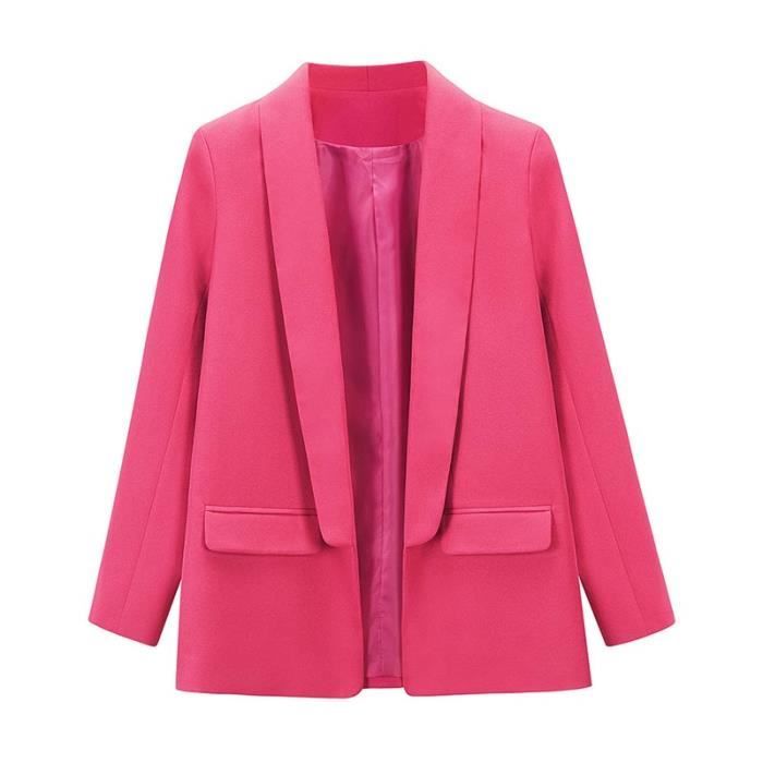 Manteau Blazer elegant a manches longues et col rabattu pour femme manteaux Slim formels veste Demi saison 2020 Rose Red A6 Blanc Cdiscount Pret a Porter
