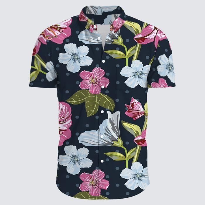 HUK Chemise Boutonnée À Manches Courtes pour Homme Motif Kona Bas