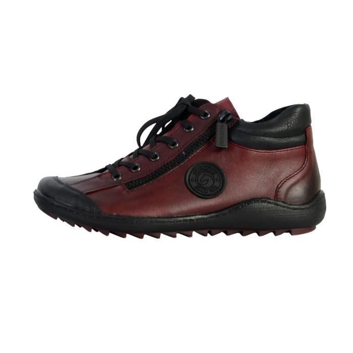 Remonte Basket Cuir Remonte Eagle - Rouge - Femme - Lacets - Plat