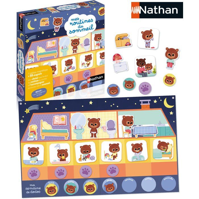 Jeu Éducatif Nathan Mes Routines du Sommeil – Tableau Magnétique, 58 Magnets Éducatifs, Dès 3 Ans - vue 9