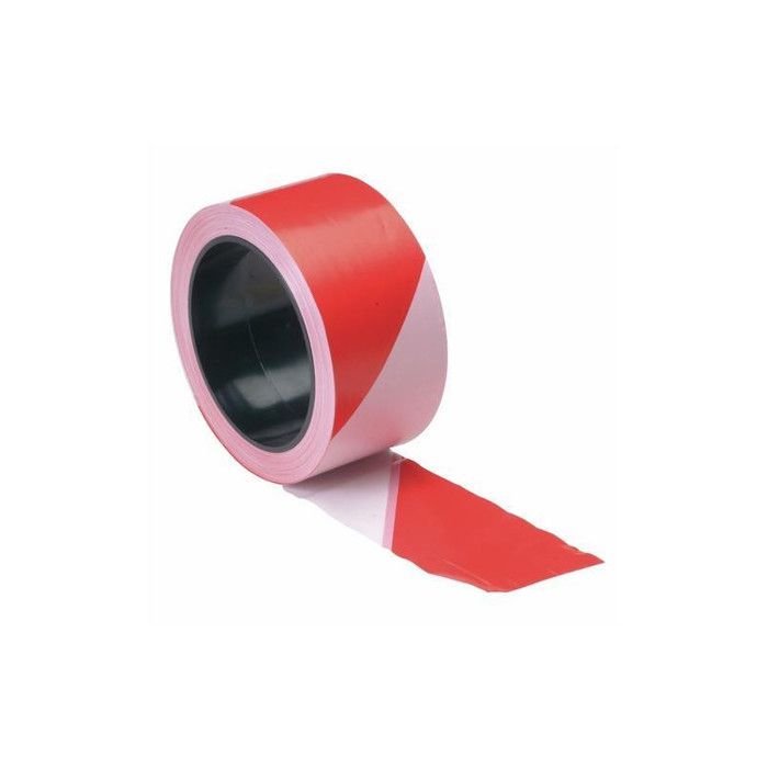 Rubalise plastique 50mm*100m blanc rouge de chantier