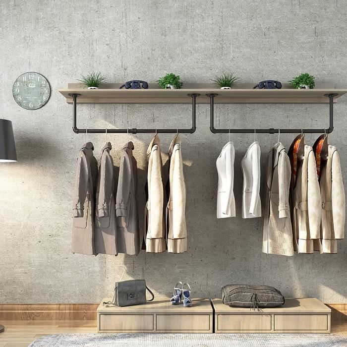 Tringle a vetements murale OHMG Industriel Loft Fer Noir 110cm Cdiscount Maison