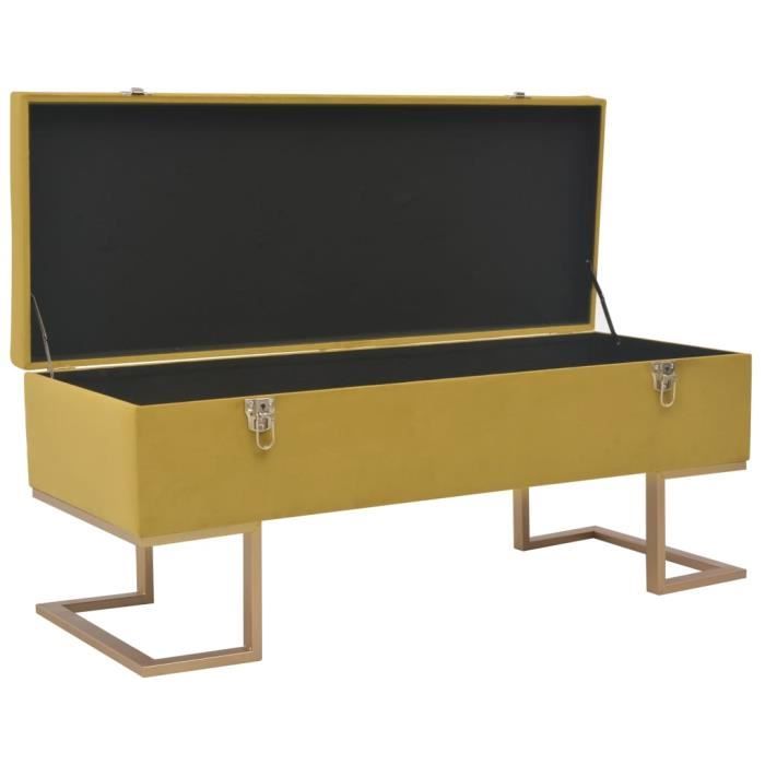 omabeta bancs coffres - banc avec compartiment de rangement 105 cm moutarde velours - meubles haut de gamme - m19895