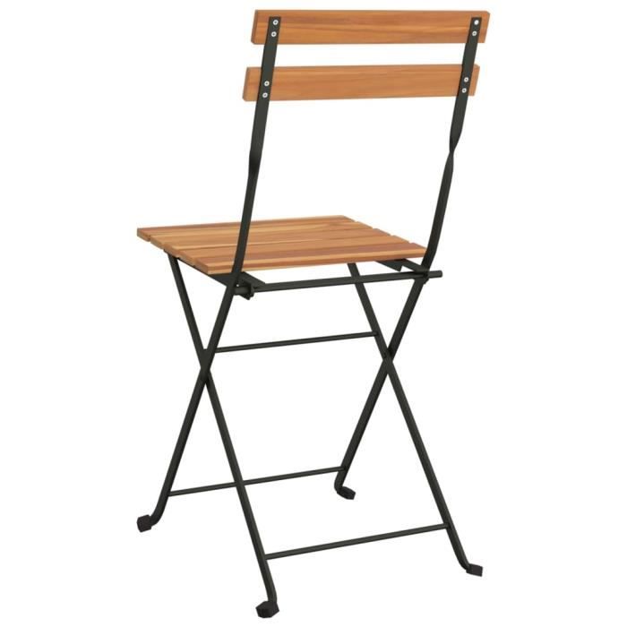 chaises de bistrot pliantes 4 pcs bois de teck solide et acier qqmora yy4361