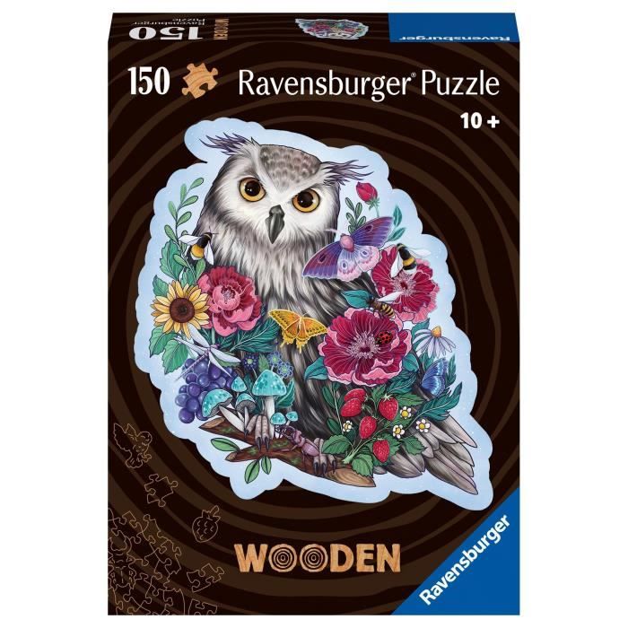 Puzzle en bois 150 pièces : Forme : Hibou floral Ravensburger France - vue 4