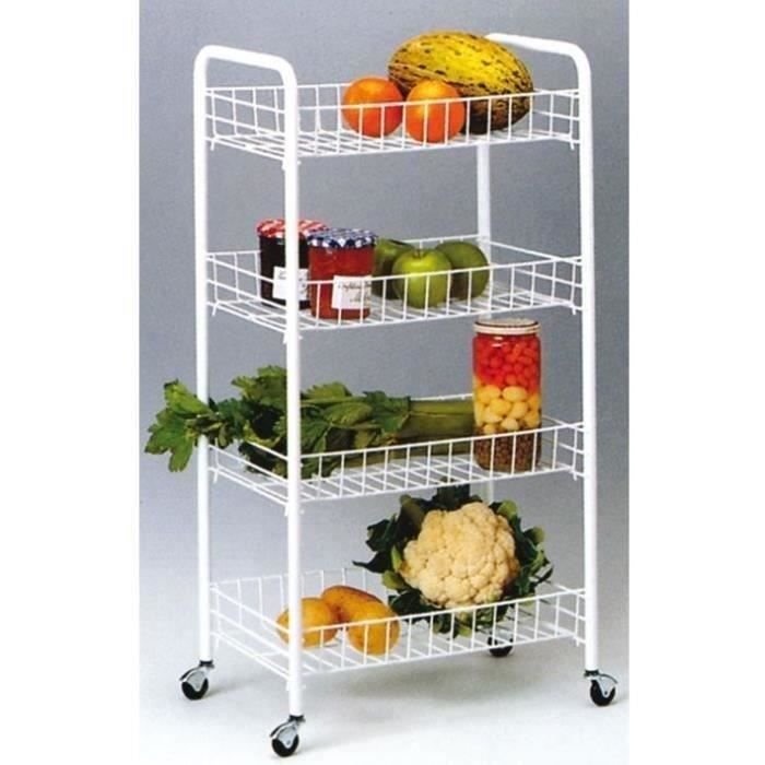 Chariot multi-fonctions 4 étagères - blanc