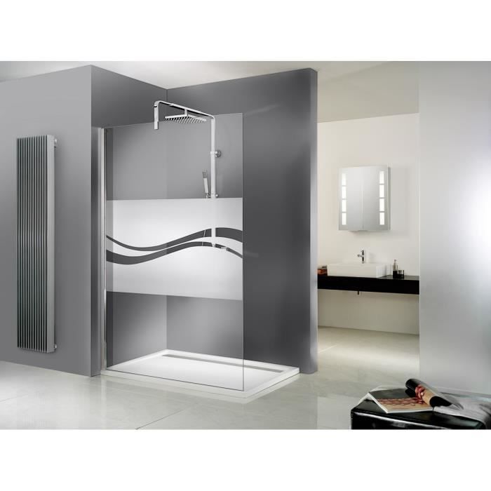 Schulte paroi de douche à litalienne 140x200 cm anticalcaire verre 6 mm décor Liane profilé aspect chromé Walk In Free