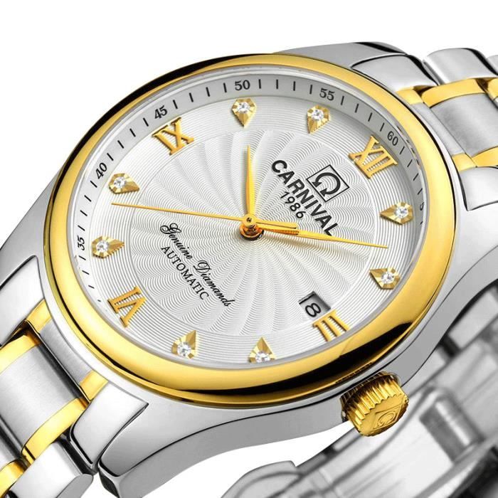 Montre automatique homme de marque de Luxe dateur creux tanche