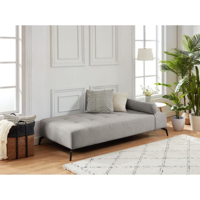 shadow meridienne daybed 3 places tissu gris clair style contemporain l190 x p 90 cm achat vente meridienne cdiscount