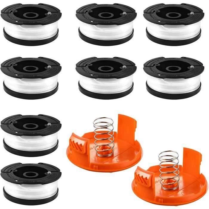 16 Bobines Fil Coupe-Bordure 3m + 4 Couvercles – Compatible Worx WG150 à WG180 – Fil 1,65 Mm Nylon Résistant – WA0004.1 / WA0010